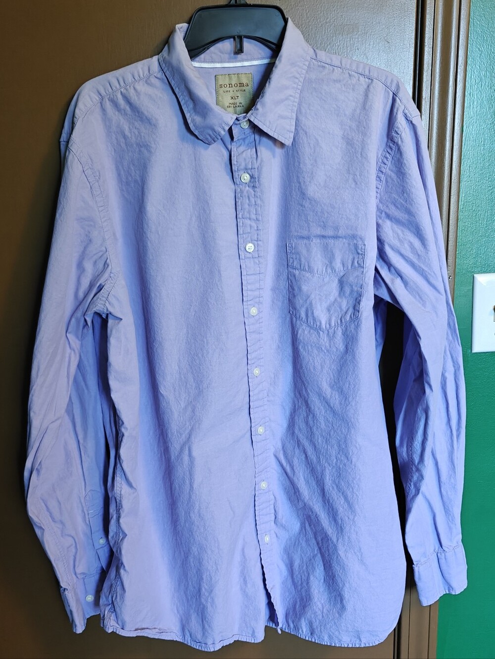 Sonoma Life + Style Men's Blue Button-Down Shirt - 100% Cotton - XLT